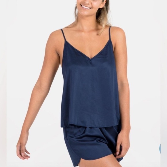 Ettitude Sateen Camisole Top - Navy Medium NWT - Picture 2 of 10